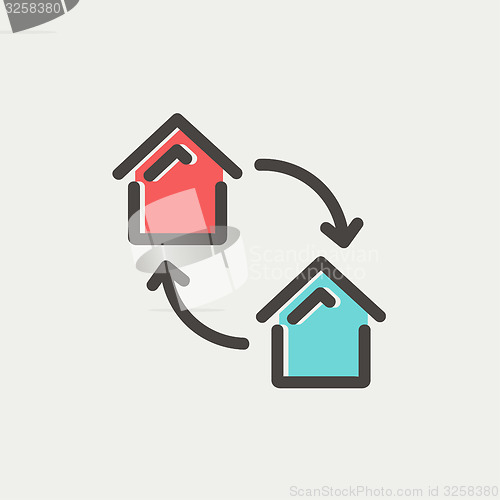 Image of Two little houses thin line icon