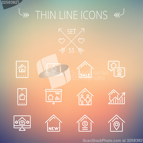 Image of Real Estate thin line icon set