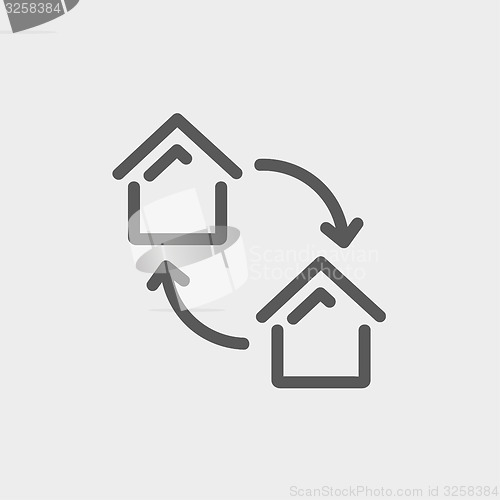 Image of Two little houses thin line icon