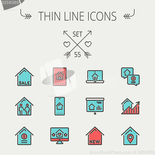 Image of Real Estate thin line icon set