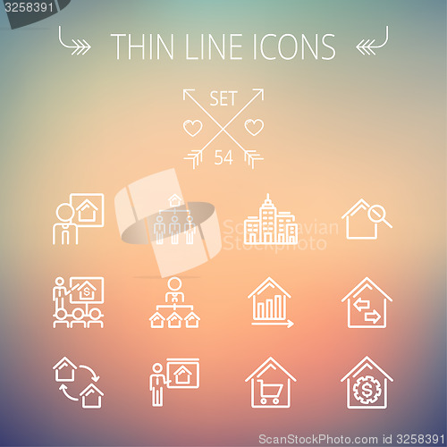 Image of Real Estate thin line icon set