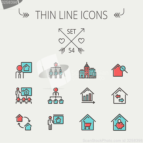 Image of Real Estate thin line icon set