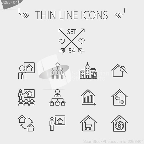 Image of Real Estate thin line icon set