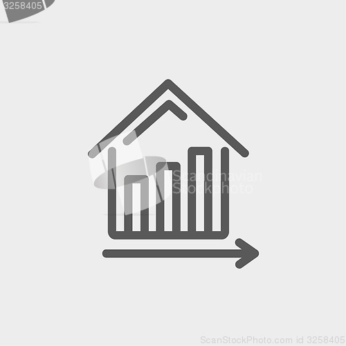 Image of Graph showing financial real estate growth thin line icon