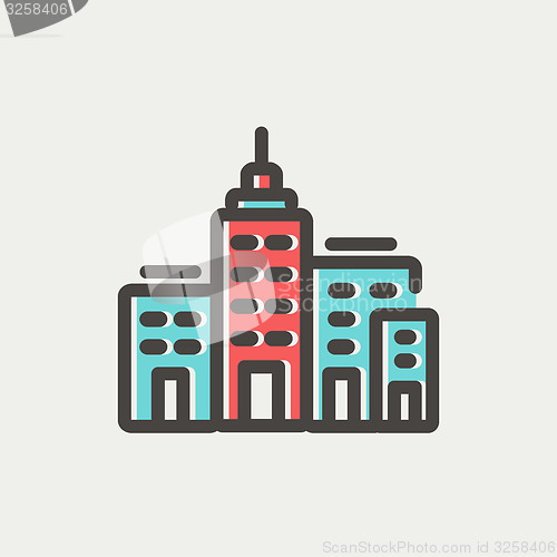 Image of Condominium building thin line icon