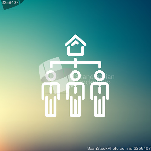 Image of Three real estate agent in one house thin line icon