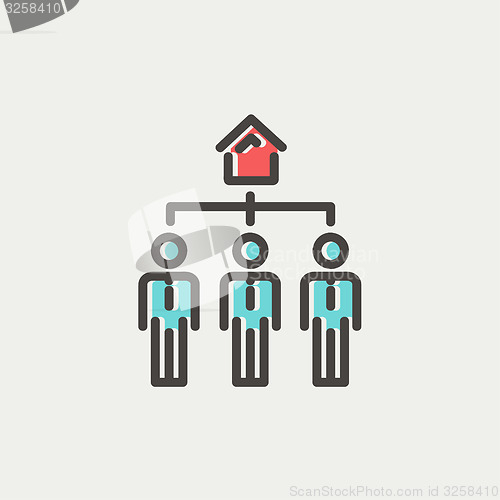 Image of Three real estate agent in one house thin line icon