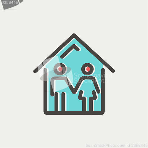 Image of Family house thin line icon