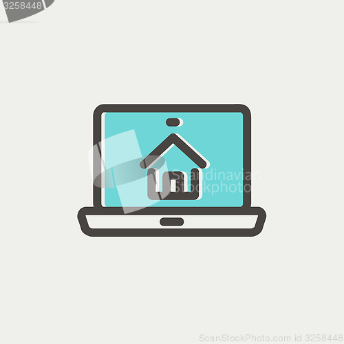 Image of Online house shopping thin line icon