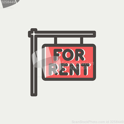 Image of For rent placard thin line icon