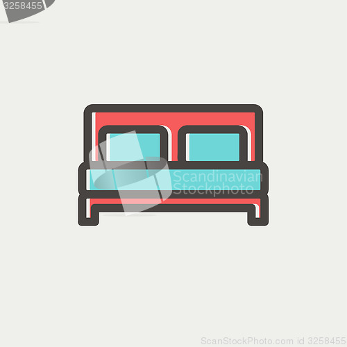 Image of Double bed thin line icon