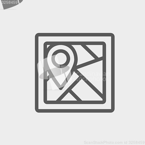 Image of Map pointer house thin line icon