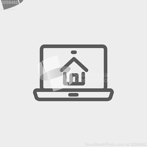 Image of Online house shopping thin line icon