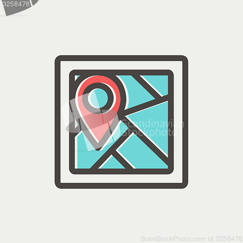 Image of Map pointer house thin line icon