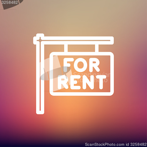 Image of For rent placard thin line icon
