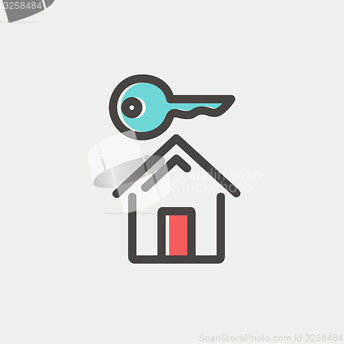 Image of Key for house thin line icon