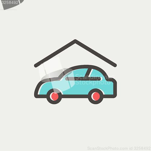 Image of Car garage thin line icon
