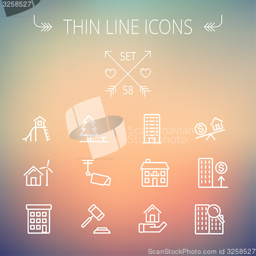 Image of Real Estate thin line icon set