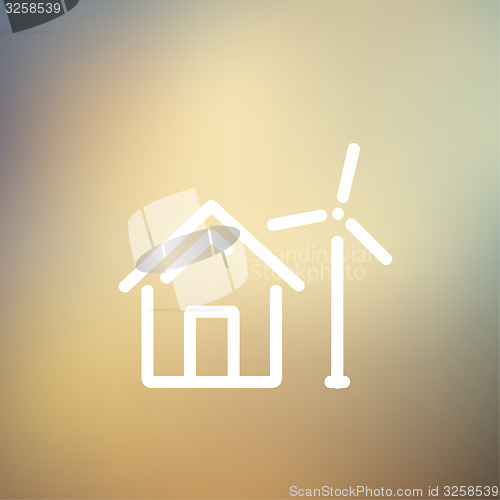 Image of House with windmill thin line icon