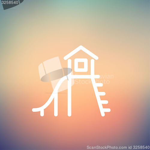 Image of Playhouse with slide thin line icon