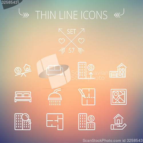 Image of Real Estate thin line icon set