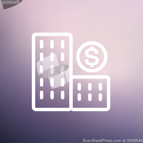 Image of Money building thin line icon