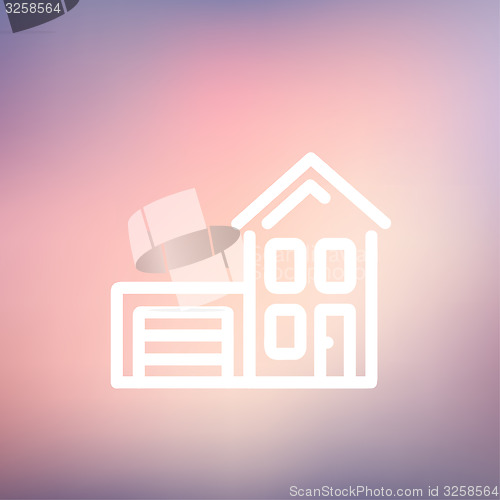 Image of House with garage thin line icon