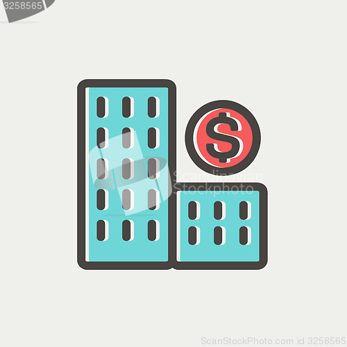 Image of Money building thin line icon