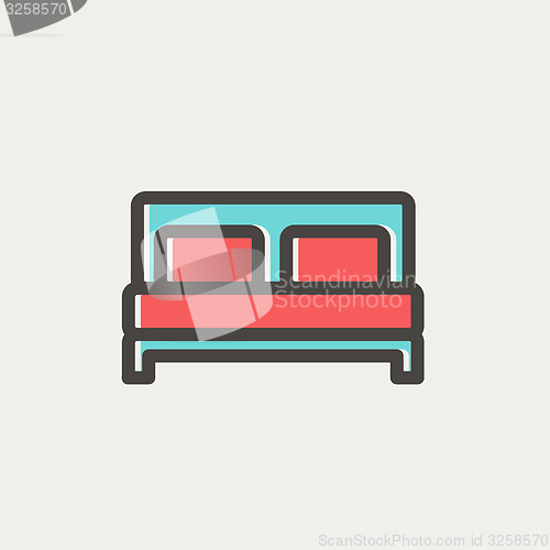 Image of Double bed thin line icon