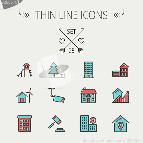 Image of Real Estate thin line icon set