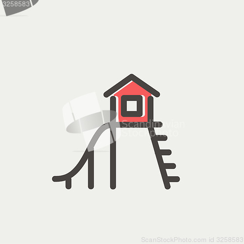 Image of Playhouse with slide thin line icon