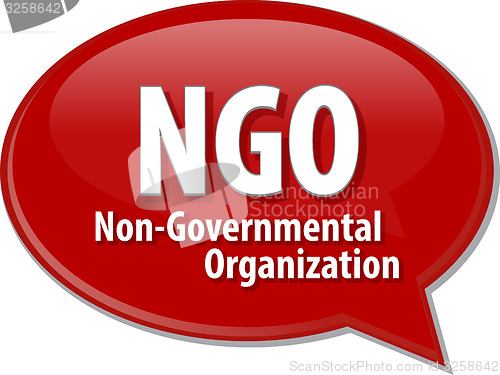 Image of NGO acronym word speech bubble illustration