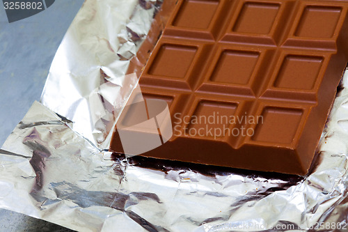 Image of fragment of milk chocolate bar