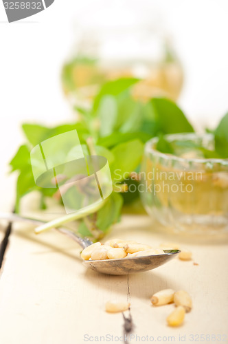 Image of Arab traditional mint and pine nuts tea