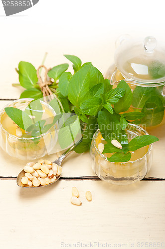 Image of Arab traditional mint and pine nuts tea