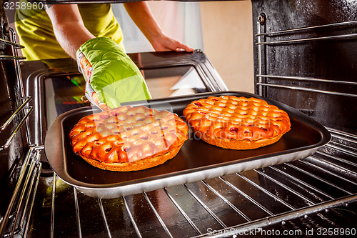 Image of Cooking in the oven at home.