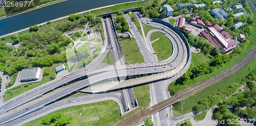 Image of Aerial view of a freeway intersection