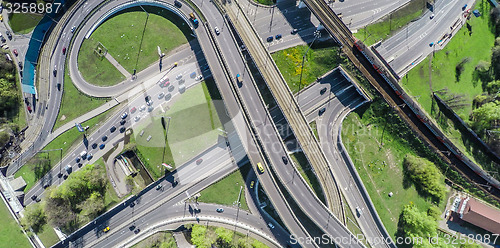 Image of Aerial view of a freeway intersection