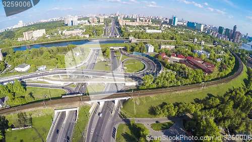 Image of Aerial view of a freeway intersection