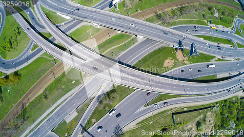 Image of Aerial view of a freeway intersection