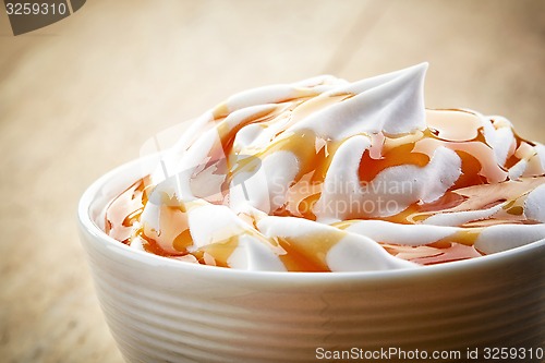 Image of closeup of caramel latte coffee