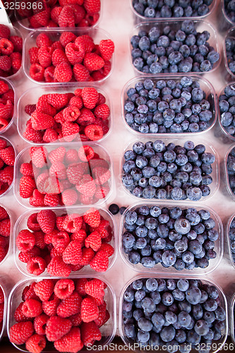 Image of Raspberries and blueberries