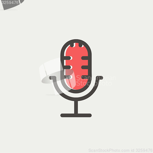 Image of Retro microphone thin line icon