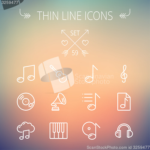 Image of Music and entertainment thin line icon set