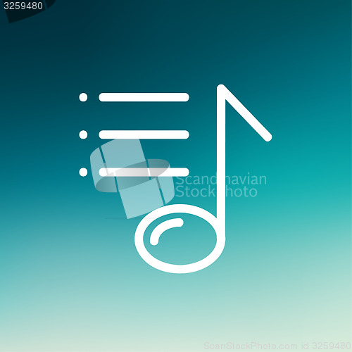 Image of Musical note with bar thin line icon