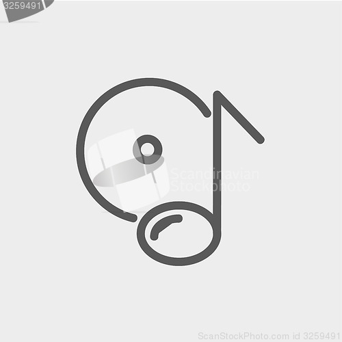 Image of Note with phonograph record thin line icon