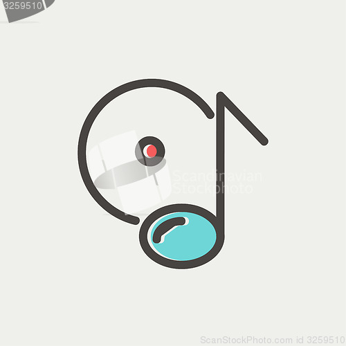 Image of Note with phonograph record thin line icon