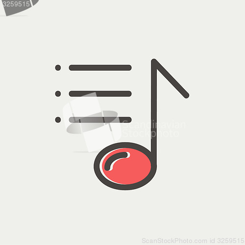 Image of Musical note with bar thin line icon