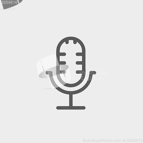 Image of Retro microphone thin line icon