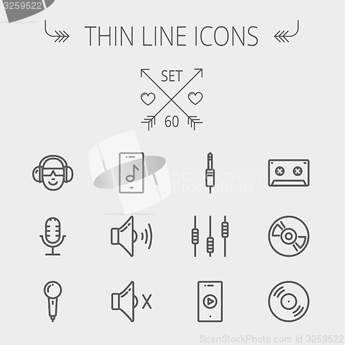 Image of Music and entertainment thin line icon set